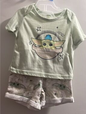 Kids Green Baby Yoda Set - Short Sleeve Top & Shorts